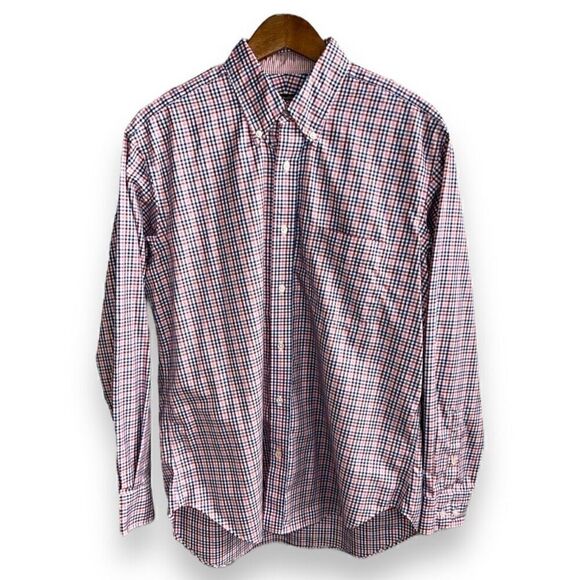 J. McLaughlin Pink Gingham Oxford Button Down Shirt Size M - Picture 1 of 10